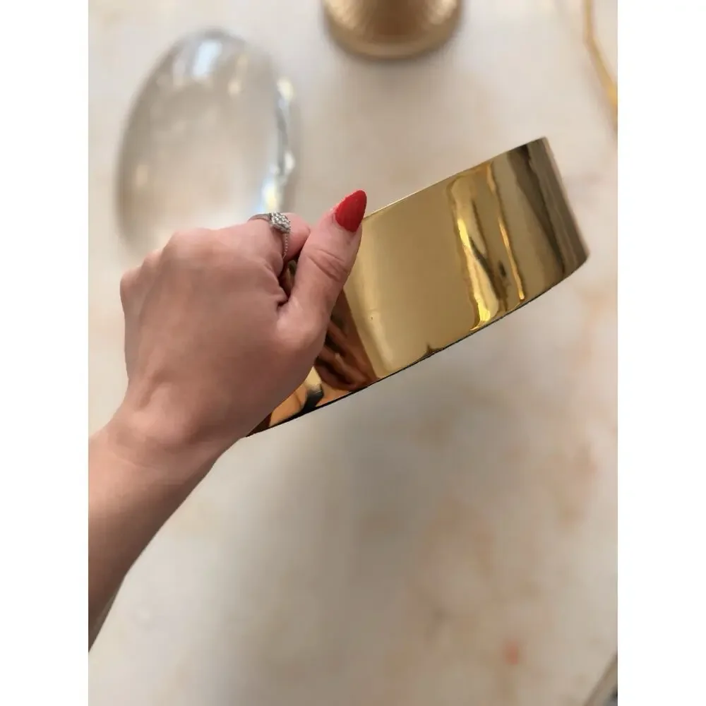 Jonathan Adler Gold Brass Tone Oval Trinket Box Clear Lucite Acrylic Lid Glam